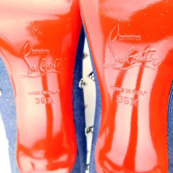 CHRISTIAN LOUBOUTIN Denim Blue Spiked Heel Pumps 36.5 - Picture 8 of 9